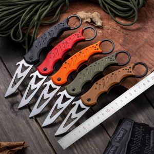 Cuchillos de entrenamiento karambit con mango G10, cuchillo de caza plegable de acero 440, cuchillo táctico de bolsillo de acero para acampar al aire libre, herramienta EDC muy afilada Fabricante y proveedor