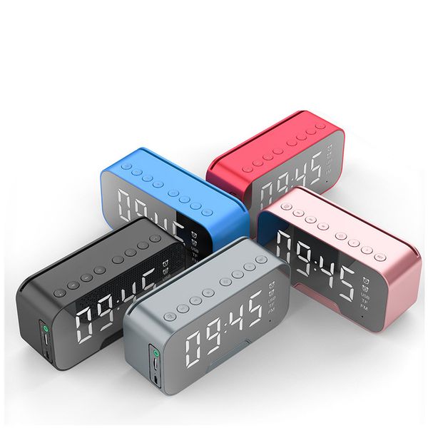 G10 Mirror Clock Altavoces Bluetooth inalámbricos Mini transmisión de voz portátil AUX Audio Tarjeta TF Radio FM incorporada Soporte para teléfono de escritorio Batería de 1400 mAh