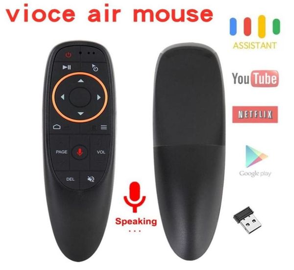 G10 télécommande vocale 2 4G sans fil Air Mouse Microphone Gyroscope IR apprentissage pour Android tv box T9 H96 Max X96 miniDrop210T5610323