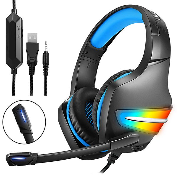 G106 RGB Light Wired Gaming Headset Lumineux coloré Contrôle des écouteurs sur l'oreille avec micro LED Light Casque Gamer cache-oreille pour les joueurs PC PS4 Xbox One