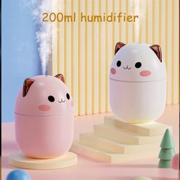 G107 kleine luchtbevochtiger Draagbare 220ml Luchtbevochtiger Leuke Kawaii Aroma Olie Diffuser USB Cool Mist Sproeier met Kleurrijke Zachte Ni327A