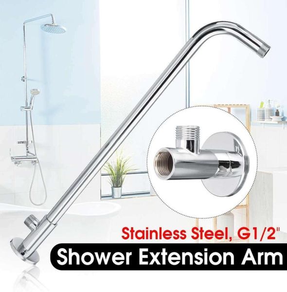 G12quot Brazo de ducha montado en la pared, tubo fijo para baño, manguera rociadora de acero inoxidable para cabezal de ducha de lluvia, accesorios de baño 1198331