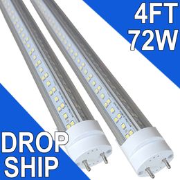 Ampoules LED G13, 72 W 6 500 lm 6 500 K, 4 pieds, lampes de rechange T8 T12, couvercle transparent à broche unique G13, remplace l'ampoule fluorescente F96t12, établi usastock