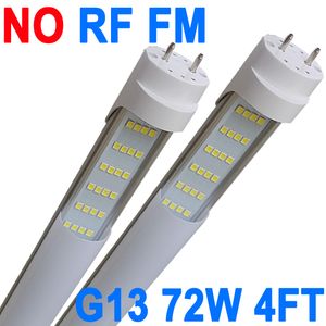 Bombillas LED G13, controlador RM NO-RF de 72 W, 7500 lm, 6500 K, bombillas LED de 4 pies, luces LED de repuesto T8 T12, cubierta lechosa de un solo pin G13, reemplaza la bombilla fluorescente del gabinete crestech