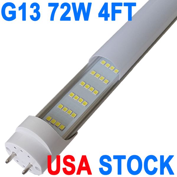 Bombillas LED G13, controlador RM NO-RF de 72 W, 7500 lm, 6500 K, bombillas LED de 4 pies, luces de repuesto LED T8 T12, cubierta lechosa de un solo pin G13, reemplaza la bombilla fluorescente de granero crestech