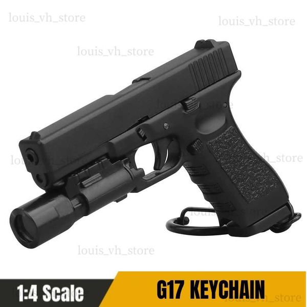 G17-Black Mini Gun Keychain 1 4 Gun de pistola de pistola de pistola en miniatura Regalo de adorno para el colección de modelos de fanáticos del ejército T230816