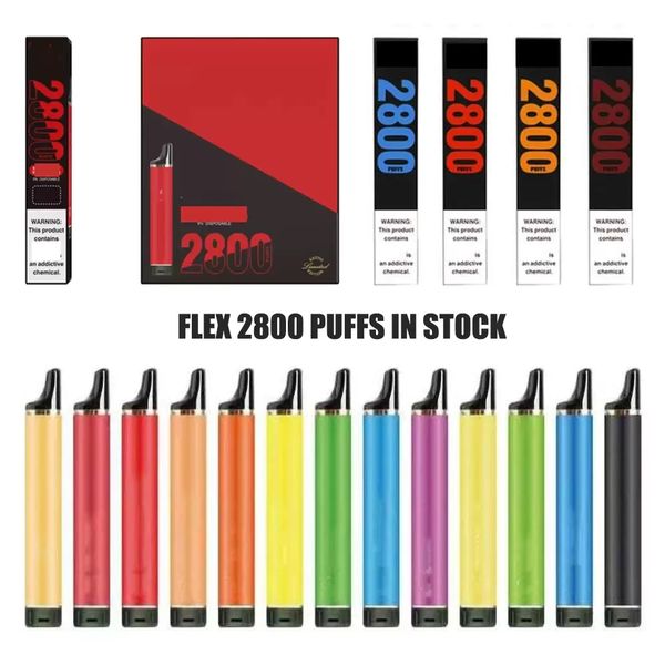 De calidad superior PUFF FLEX 2800 Puffs Barras desechables e Cig Cigarrillo Vape Pen 1500mAh Batería 10ML Cartucho Vaporizador precargado Dispositivo de barra de vapor portátil