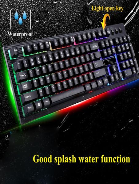 Clavier G20 Backlight LED Pro Gaming USB Wired Powered Gamer Clavier avec 2000 DPI Souris pour le jeu informatique lol Light Gaming9562649