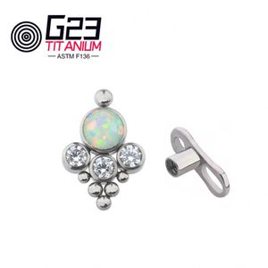 G23 ASTM F136 Titanium Boucles d'oreilles 2 trous cartilage Helix avec étalon de base CZ Anchor Derme