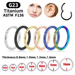 G23 Anneaux de nez couleurs mixtes Clips de carrosserie Cerceau pour femmes hommes cartilage Piercing Bijoux segment lèvre Earl L Ring 240407