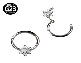 G23 Segment en titane anneaux articulés fleur CZ nez lèvre Labret oreille Tragus lage Daith Helix boucle d'oreille cerceau piercing bijoux de corps 7853566