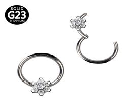 G23 Titanium Segment Rings à charnière Fleur Cz Nose LIP Labret Eorel Tragus Lage Daith Helix Earge Boucle Piercings Bijoux Bijoux 5603240