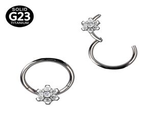 G23 Titanium Segment Scharnierende Ringen Bloem CZ Neus Lip Labret Oor Tragus lage Daith Helix Oorbel Hoop Piercings Lichaam Sieraden6181276