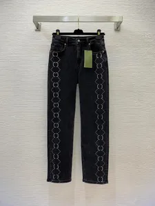 G249 Diseñador de lujo Productos europeos Jeans para mujeres Nueva ropa de otoño Estiramiento de cintura alta Slim Black Tappered Pencil Pants Moda