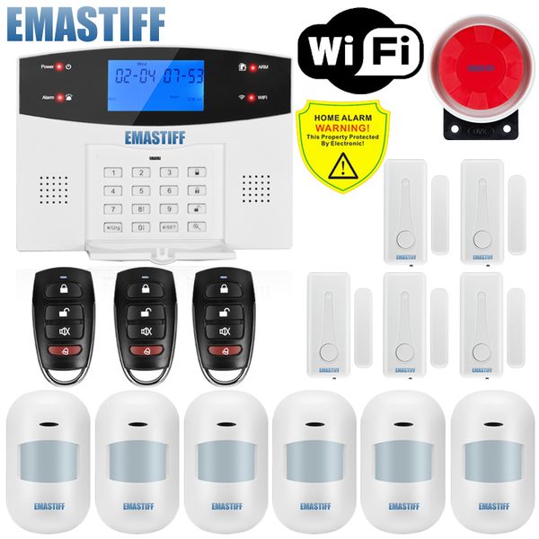 G2BW teclado LCD WIFI GSM PSTN seguridad antirrobo para el hogar sistema de alarma inalámbrico por cable Control por aplicación Detector de humo y fuego