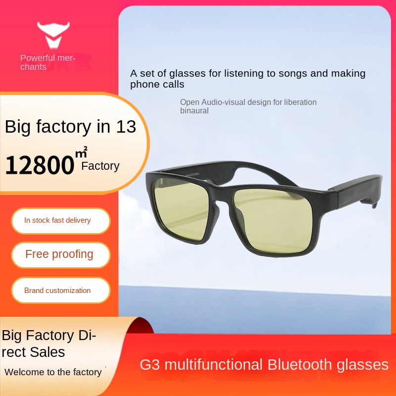 G3 óculos inteligentes Bluetooth Calling Glasses Ouça Music Gas Condução Anti-azul Proteção para os olhos Light Audio direcional transfronteiriço