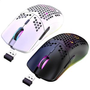 G32B XYH80 Hollowout Honingraat 24GHz Draadloze Gaming Muis 4 Gear 3200 DPI RGB Verlichting Muizen voor PC Laptop 240309