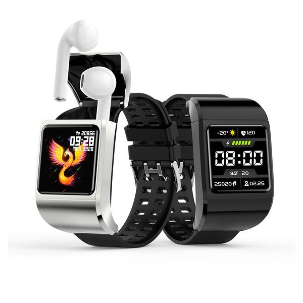 G36 Pro 2 en 1 Reloj inteligente TWS Auriculares inalámbricos con Bluetooth Pantalla de 1.3 pulgadas Ritmo cardíaco Presión arterial Oxígeno Rastreador de ejercicios Auriculares Música Pulsera Auricular