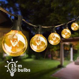 G40 Guirlandes extérieures Globe Patio Lumières LED Guirlande lumineuse Connectable Lumières suspendues pour jardin porche balcon décor de fête 212246