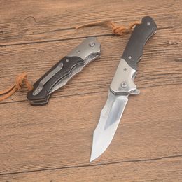 G4261 Assisted Flipper Folding Knife 440c Satin Drop Point Blade Staal met houten handgreep Outdoor camping wandelvissen Survival EDC Pocket Knives