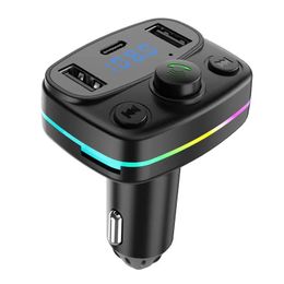 M44 mini-autolader Dubbele USB Type-C-poorten Handsfree audio-adapter Auto Bluetooth FM-zender MP3-speler