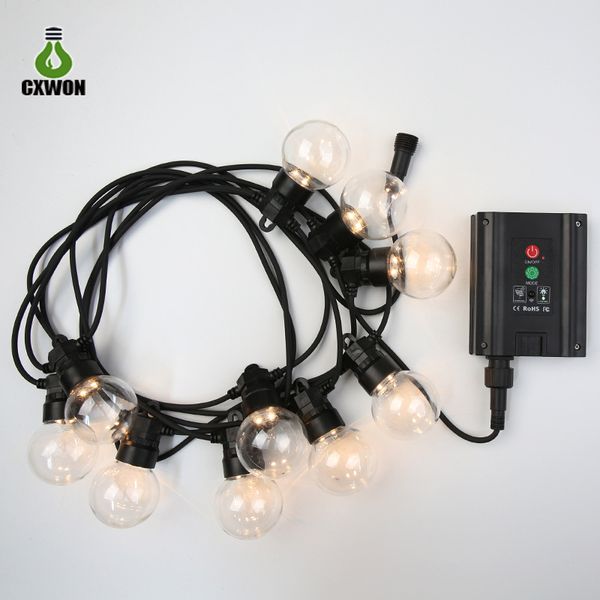 G50 Bombilla Cadena de luces Lámparas solares 5M 10M Multicolor Exterior LED Decoraciones cuerdas IP65 Impermeable 8 Modos de trabajo para el jardín del hogar