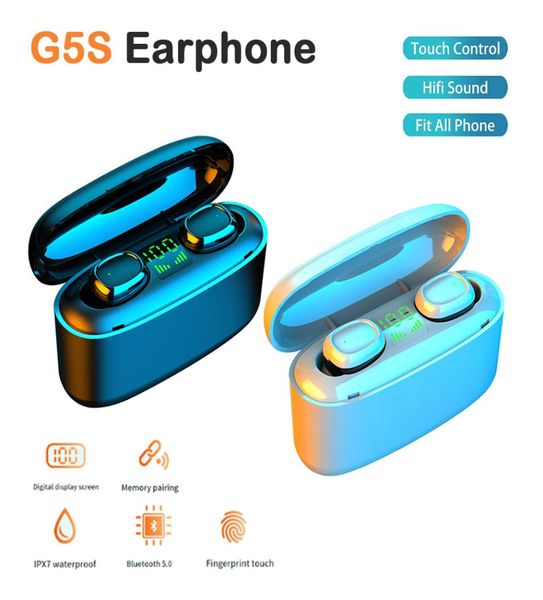 G5S LED Bluetooth V50 TWS écouteurs sans fil écouteurs G5S contrôle tactile Sport casque avec batterie externe 3500mAh6367087