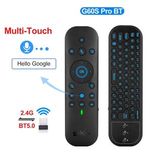 G60S Pro Air Mouse Wireless Voice Remote Control 2.4G Bluetooth Dual Mode IR Learning con retroiluminación para la caja de TV de computadora Proyector