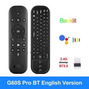 G60S Pro BT Control remoto por voz 2.4G Ratón de aire inalámbrico Giroscopio inalámbrico IR Aprendizaje para computadora TV Proyectores Accesorios