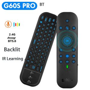 G60S Pro Giroscopio inalámbrico Air Mouse BT 5.0 2.4G Control remoto por voz Mini teclado en inglés para Beelink Mecool Ugoods Android Smart TV Box mini PC