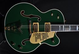 G6136I BONO Irish Falcon Soul Green Hollow Body Jazz Guitare électrique Or Sparkle Reliure GoalSoul Pickguard Double F Holes1538076