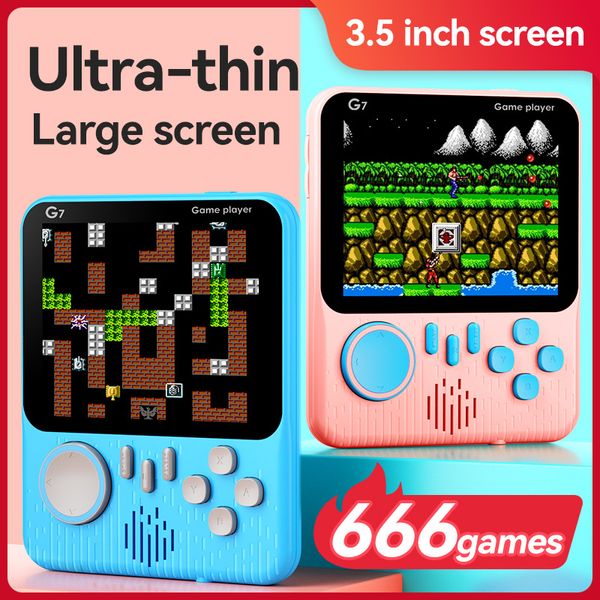 G7 Handheld Retro Mini Protable Games Console Écran 3,5 pouces 1CM Ultra-mince Bulit-666-in Gaming AV Lecteurs de jeux vidéo pour enfants Cadeau