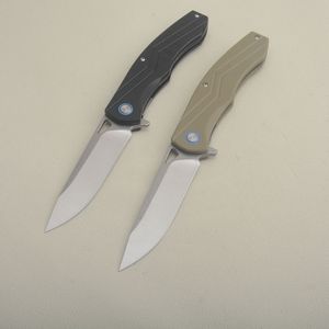 G7201 Flipper Couteau Pliant D2 Stone Wash Drop Point Lame G10 avec Manche en Tôle d'Acier Inoxydable Roulement à Billes EDC Pocket Folder Couteaux 2 Poignées Couleurs