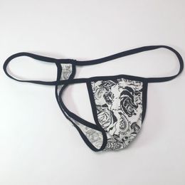 G798C String Sexy pour Homme Pochette Contourée Coton T-back Sous-Vêtements Paisley Imprimé