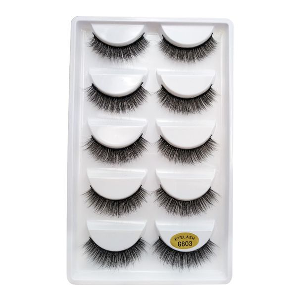 G800 3D Vison Lashes Épais Lash 5 Paires dans une Boîte D'emballage Crisscross Ailé Naturel Long Pas De Chute Gros Cils De Maquillage