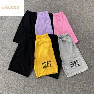 GA Depts Épissage couleur collision lettres simple noir violet rose gris jaune coton lâche polyvalent hommes et femmes été plage décontracté mode shorts