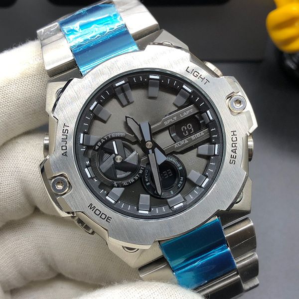 Marque GA montre-bracelet LED double affichage hommes mâle complet sport décontracté électronique numérique luxe avec logo en acier horloge étanche