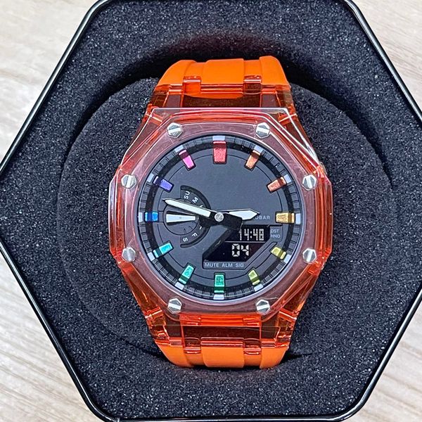 GA Relojes de pulsera LED con pantalla dual para hombres y mujeres, con todas las funciones, deportes casuales, electrónicos digitales con reloj de lujo 21