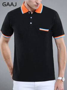 GAAJ merk heren poloshirt pocket 2023 katoen gestreepte revers korte mouwen sport golf tennis T-shirt 231220