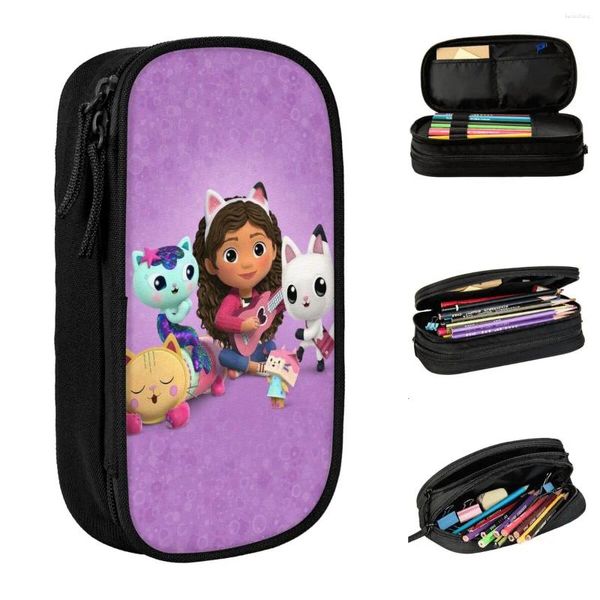 Gabby Dollhouse Crayer Cartoon Cartoon Sirène Box Pen for Girls Boys Grands sacs de rangement Sacs Étudiants PAPEAUR