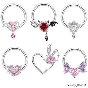 Gaby coeur septum clicker acier inoxydable chirurgical piercing anneau de nez en vrac balancent anneau de nez piercing bijoux