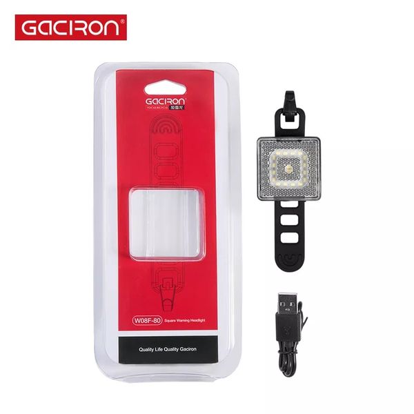 Gaciron Smart Warning Light Bike Front Light Sécurité arrière Lampe à vélo USB LED RECHARGAGE LED CYCLING 80LUM SPOT / FONDRE