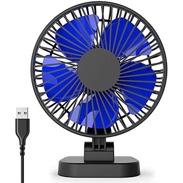 Gadgets Ventilador de escritorio pequeño de 4 pulgadas, potente flujo de aire, 3 velocidades, ventilador de mesa con alimentación USB, ajuste de la cabeza de 40 °, ultra silencioso