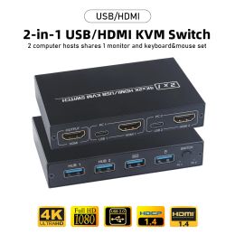 Gadgets AIMOS AMKVM 201Cl 2in1 HDMICompatible/USB KVM Switch Support HD 2K*4K 2 Hosts Delen 1 Monitor/toetsenbordmuis Set KVM -schakelaar