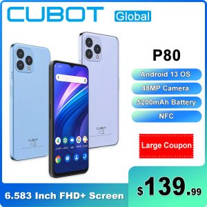 Gadgets Cubot P80 6,583 pouces FHD + Écran Android 13 Smartphone 8 Go + 256 Go 5200mAh 48MP CAMERIE OCTACORE DUAL SIM 4G Version globale