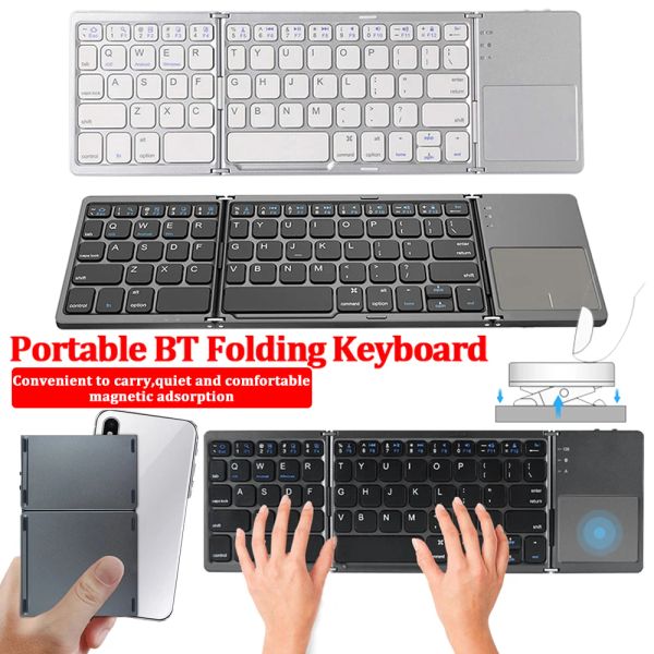 Gadgets Teclado portátil plegable con teclado inalámbrico de panel táctil Bluetooth compatible con polvo ligero para el teléfono universal