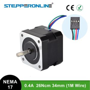 Gadgets gratis schip NEMA 17 stappenmotor 34 mm 26ncm (36.8oz.in) 0.4A 12V NEMA17 Stapmotor 42Bygh 4Lead CNC Reprap 3D -printer