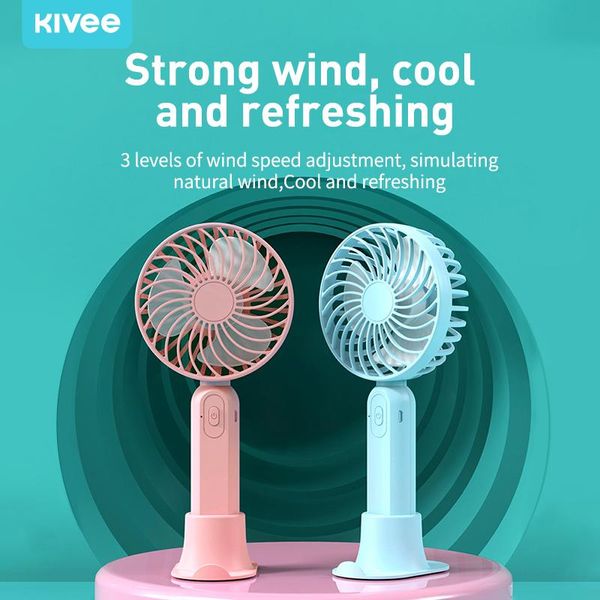 Gadgets Kivee mini ventilateur portable portable portable USB rechargeable de refroidissement à l'air avec support de téléphone mobile de base 3 modes pour voyager extérieur