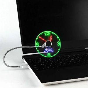 Gadgets Metal Mini ventilateur DC 5V Mini refroidissement Fan de clignotement USB Corloge de LED à col de cygne flexible alimenté par USB Affichage en temps réel pour ordinateur portable