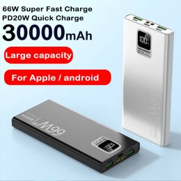 Gadgets Power Bank 30000MAH met USB -uitvoer 66W snellaad PowerBank External Battery Pack voor iPhone Huawei Xiaomi Samsung PowerBank